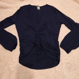 Venus Plunging V-Neck Top - Navy - L - NWOT